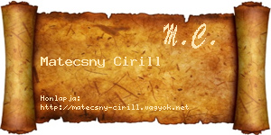 Matecsny Cirill névjegykártya